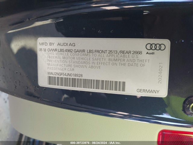 WAU2NGF54JN018928 Audi A5 2.0t Premium