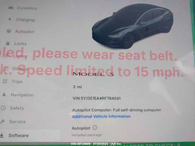 5YJ3E1EA4RF784591 Tesla Model 3 Rear-wheel Drive