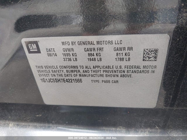 Chevrolet Sonic Lt Auto 2014 1G1JC5SH7E4221566 Image 9