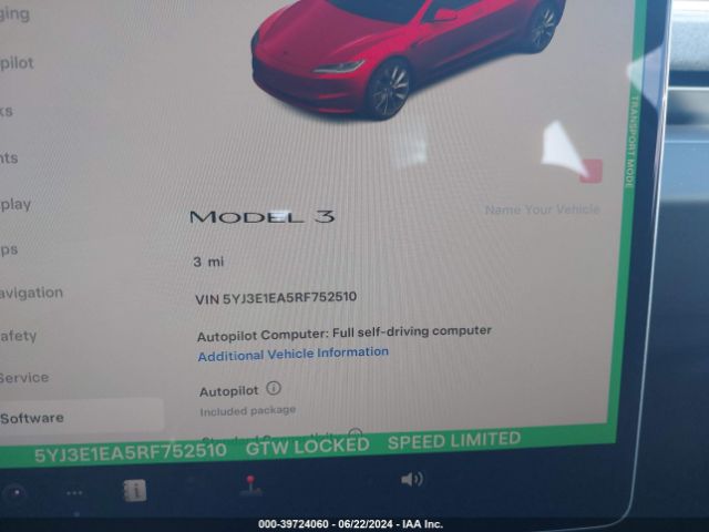 5YJ3E1EA5RF752510 Tesla Model 3 Rear-wheel Drive