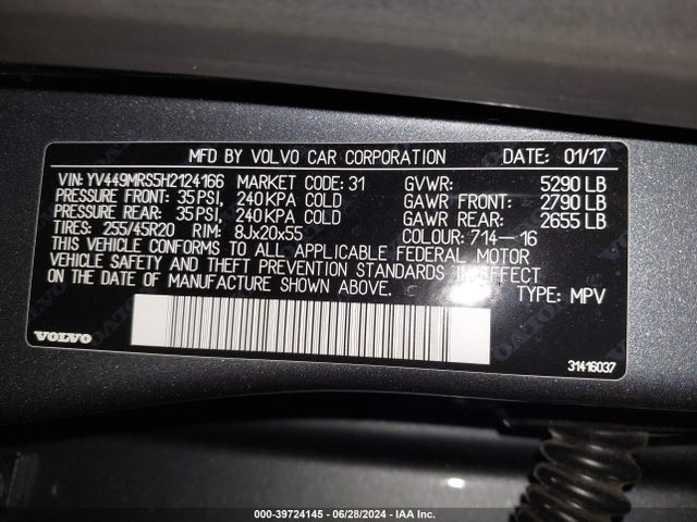 YV449MRS5H2124166 Volvo Xc60 T6 R-design
