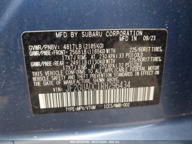 JF2GUADC1RH296434 Subaru Crosstrek Premium