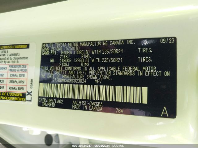 2T2BBMCAXRC023024 Lexus Rx 350h Luxury