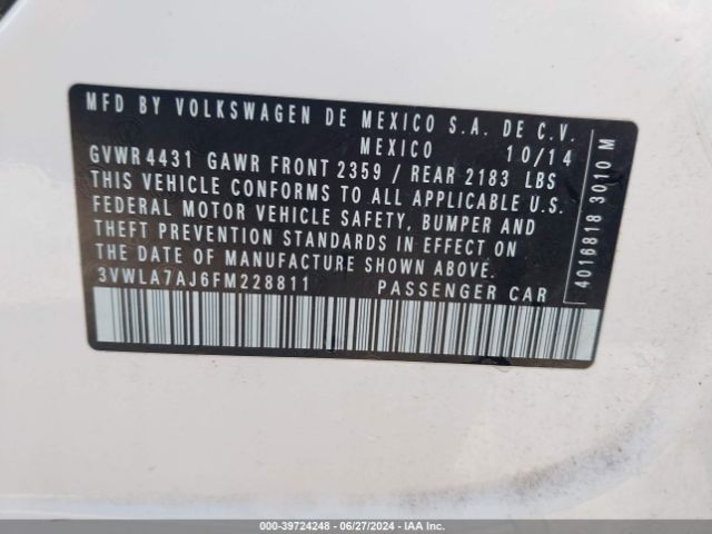 3VWLA7AJ6FM228811 Volkswagen Jetta 2.0l Tdi S