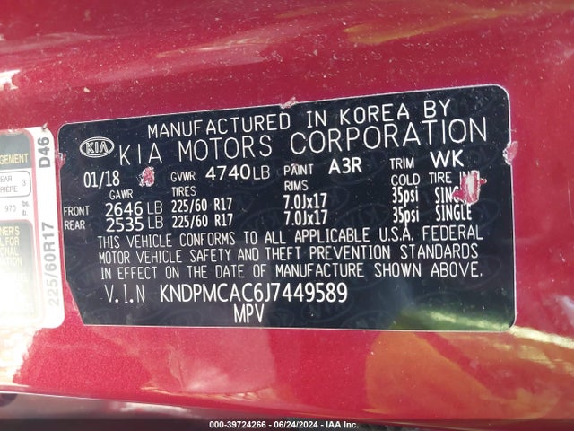 KIA Sportage Lx 2018 KNDPMCAC6J7449589 Image 9