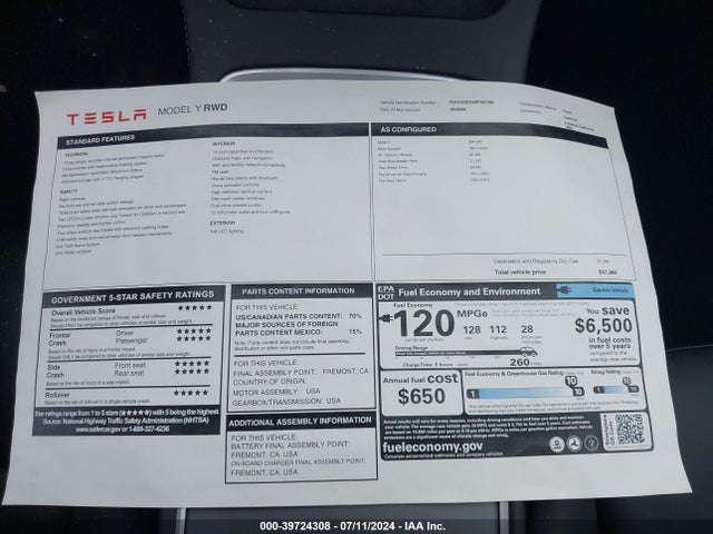 Tesla Model Y Long Range/rwd 2024 7SAYGDED3RF091395 Image 14
