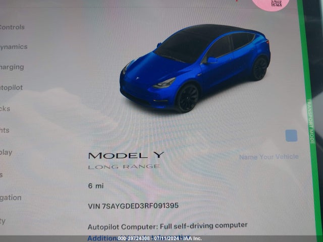 2024 TESLA MODEL Y 7SAYGDED3RF091395 Photo 6