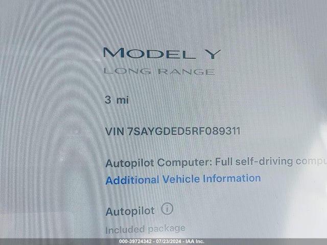 2024 TESLA MODEL Y 7SAYGDED5RF089311 Photo 6