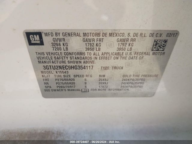 3GTU2NEC9HG354117 GMC Sierra 1500 Slt