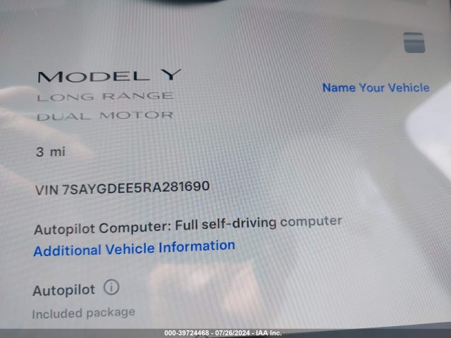 2024 TESLA MODEL Y 7SAYGDEE5RA281690 Photo 6