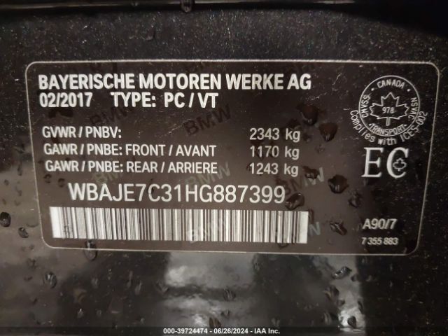 WBAJE7C31HG887399 BMW 540i Xdrive