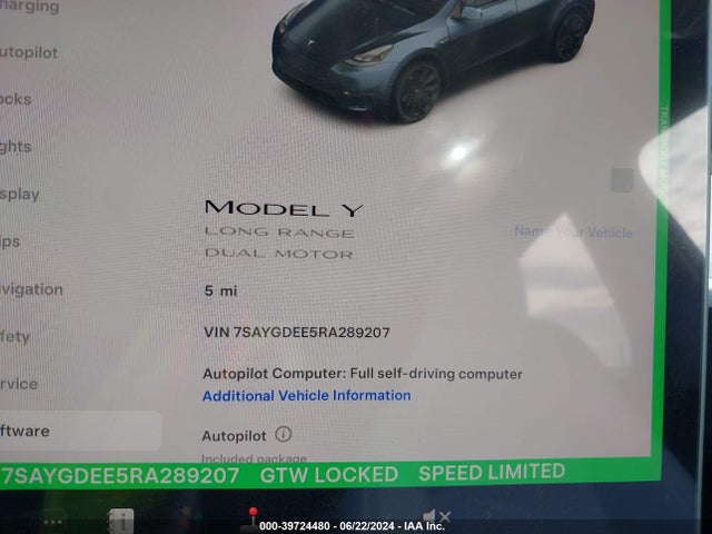 2024 TESLA MODEL Y 7SAYGDEE5RA289207 Photo 6