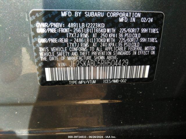 JF2SKABC5RH504429 Subaru Forester