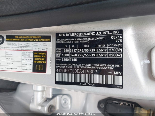 4JGDF7CE0EA419303 Mercedes-Benz Gl 450 4matic
