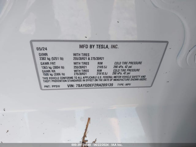 2024 TESLA MODEL Y 7SAYGDEF2RA289139 Photo 8