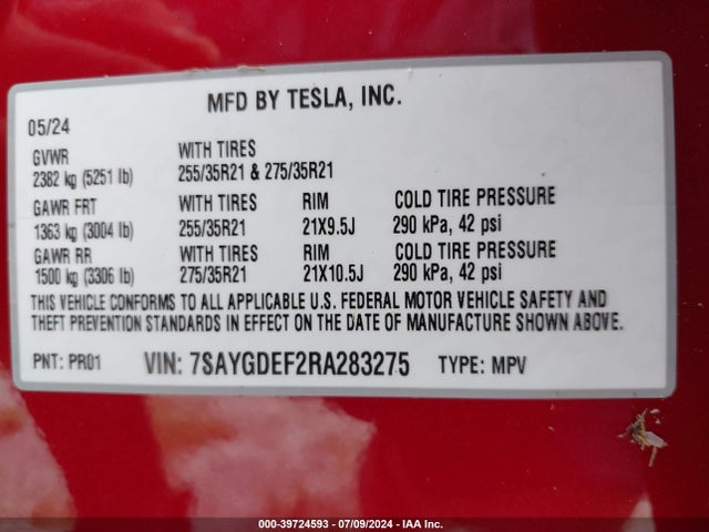 2024 TESLA MODEL Y 7SAYGDEF2RA283275 Photo 8