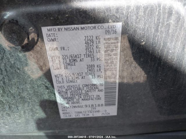 5N1AT2MV6GC918188 Nissan ROGUE SV