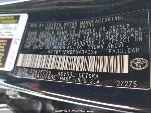 Toyota CAMRY SE 2014 4T1BF1FK0EU434274 Image 9