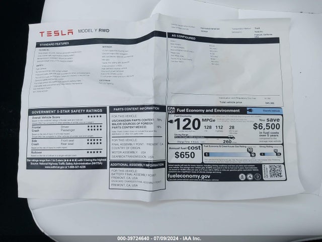 Tesla Model Y Long Range/rwd 2024 7SAYGDED7RF087401 Image 13