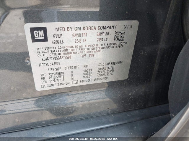 Buick Encore Premium 2016 KL4CJDSB5GB673598 Image 9