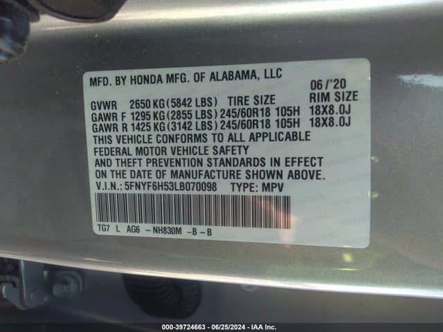 Honda Pilot Awd Ex-l 2020 5FNYF6H53LB070098 Image 9