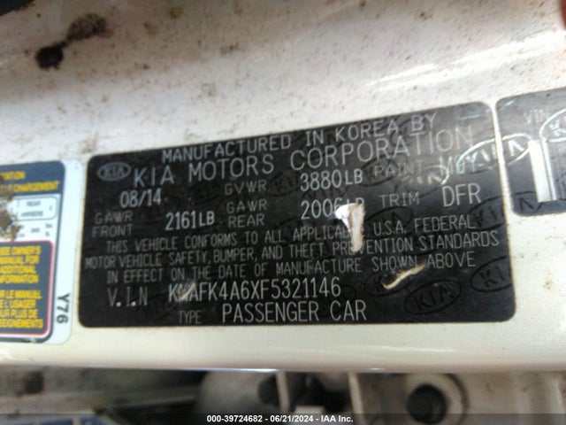 KIA FORTE LX 2015 KNAFK4A6XF5321146 Image 9