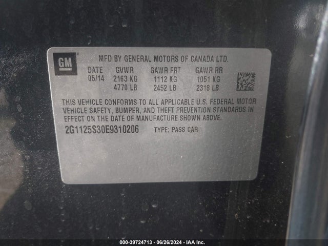 Chevrolet Impala 2lt 2014 2G1125S30E9310206 Image 9