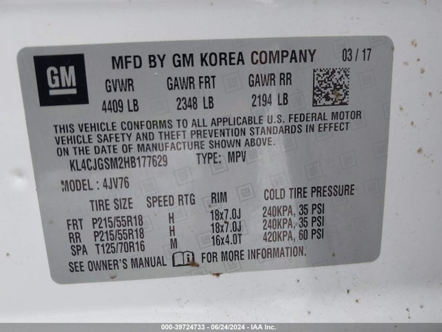 KL4CJGSM2HB177629 Buick Encore Essence