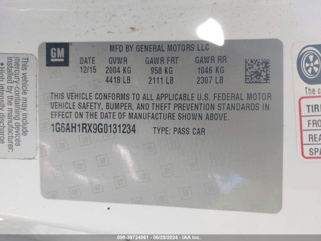 1G6AH1RX9G0131234 Cadillac Ats Luxury Collection