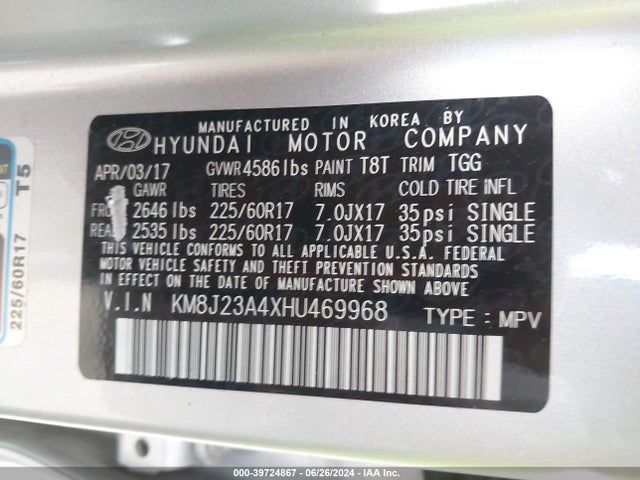 Hyundai TUCSON SE 2017 KM8J23A4XHU469968 Image 9