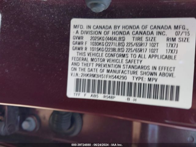 2HKRM3H51FH544290 Honda CR-V EX