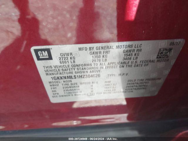 1GKKNMLS1HZ304626 GMC Acadia Slt-1