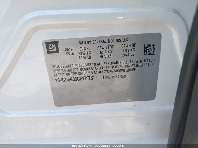 1G4GD5G35GF178781 Buick Lacrosse Premium I