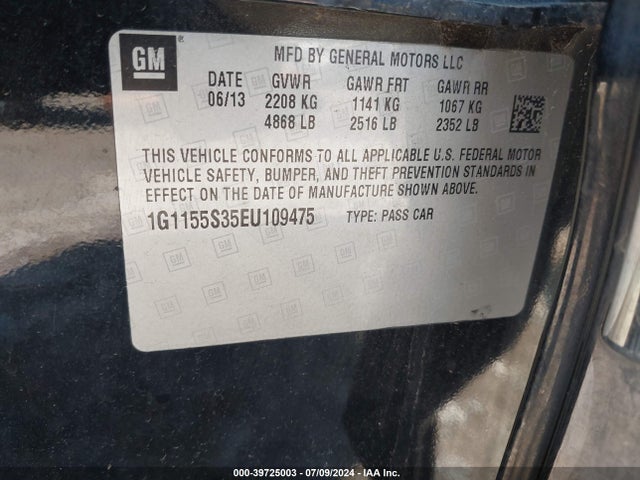 Chevrolet IMPALA 2LZ 2014 1G1155S35EU109475 Image 9