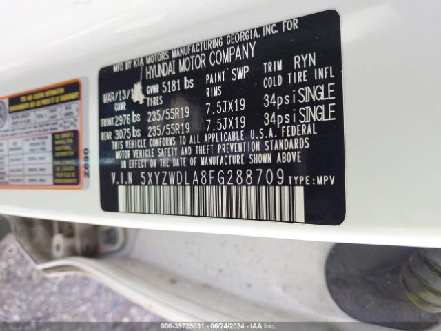 5XYZWDLA8FG288709 Hyundai Santa Fe Sport 2.0l Turbo