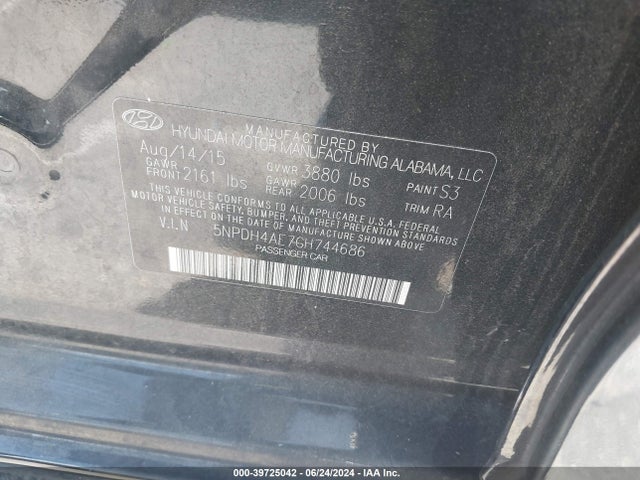 Hyundai ELANTRA SE 2016 5NPDH4AE7GH744686 Image 9