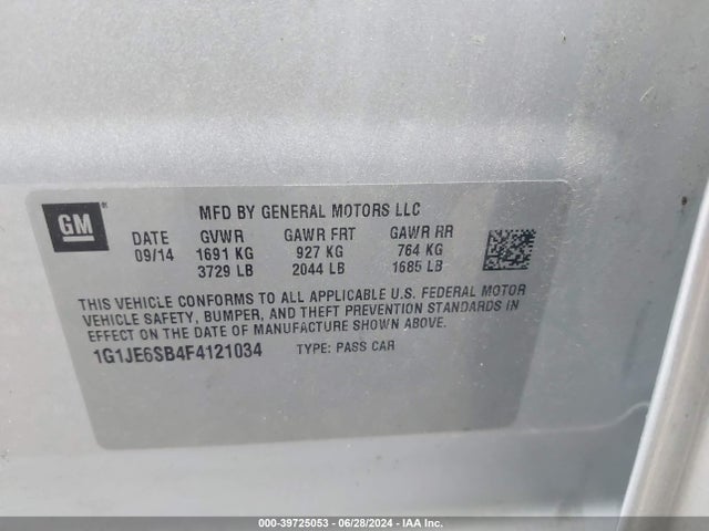 Chevrolet Sonic Ltz Auto 2015 1G1JE6SB4F4121034 Image 9