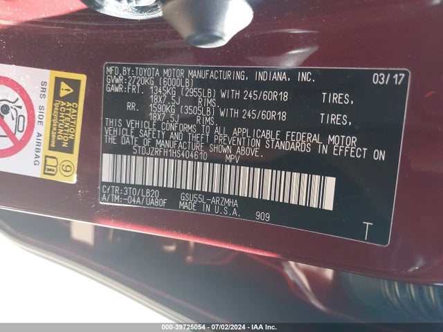 Toyota Highlander Xle 2017 5TDJZRFH1HS404610 Image 9