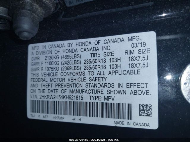 2HKRW2H54KH621815 Honda CR-V EX