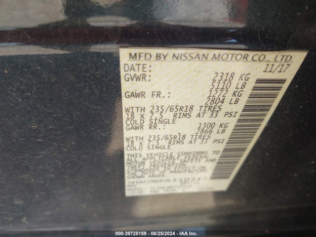 Nissan MURANO SV 2018 5N1AZ2MG9JN110347 Image 9