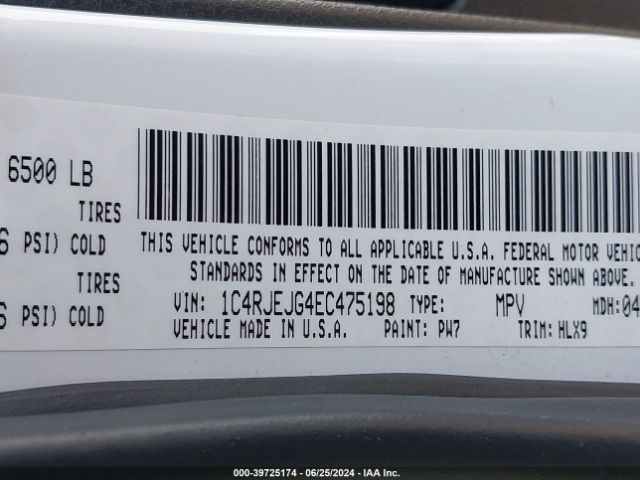1C4RJEJG4EC475198 Jeep Grand Cherokee Summit