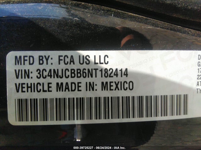 3C4NJCBB6NT182414 Jeep Compass Latitude Fwd
