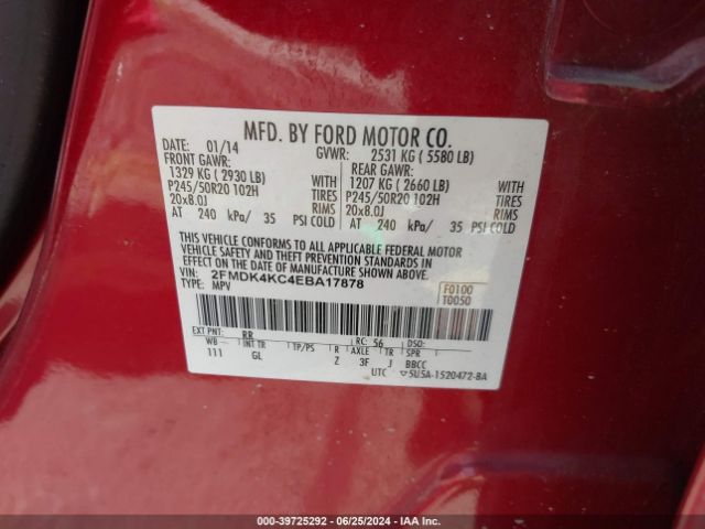 2FMDK4KC4EBA17878 Ford Edge Limited