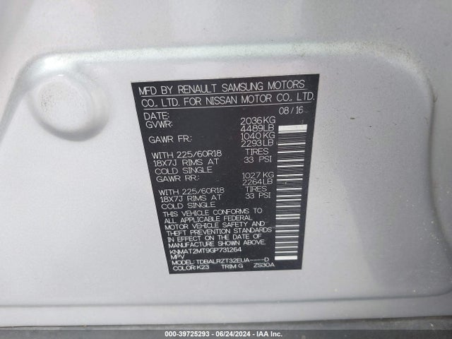Nissan Rogue Sl 2016 KNMAT2MT9GP731264 Image 9