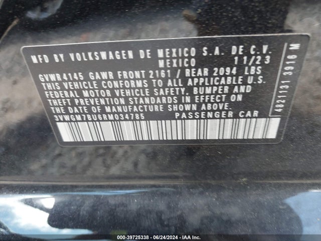 3VWGM7BU6RM034785 Volkswagen Jetta 1.5t Sel