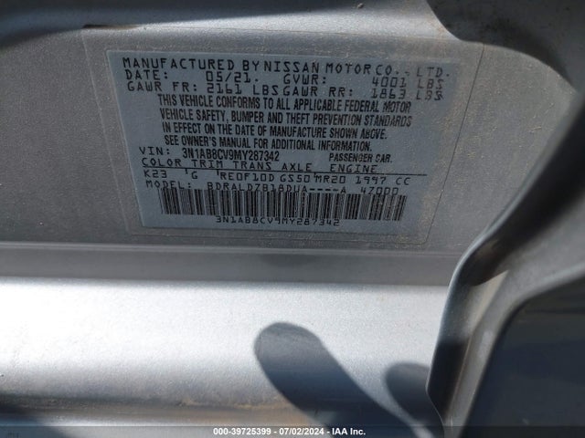 Nissan Sentra Sv Xtronic Cvt 2021 3N1AB8CV9MY287342 Image 9