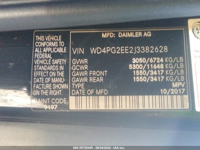 WD4PG2EE2J3382628 Mercedes-Benz Metris