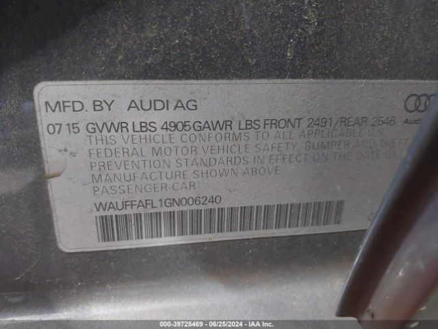 WAUFFAFL1GN006240 Audi A4 2.0t Premium