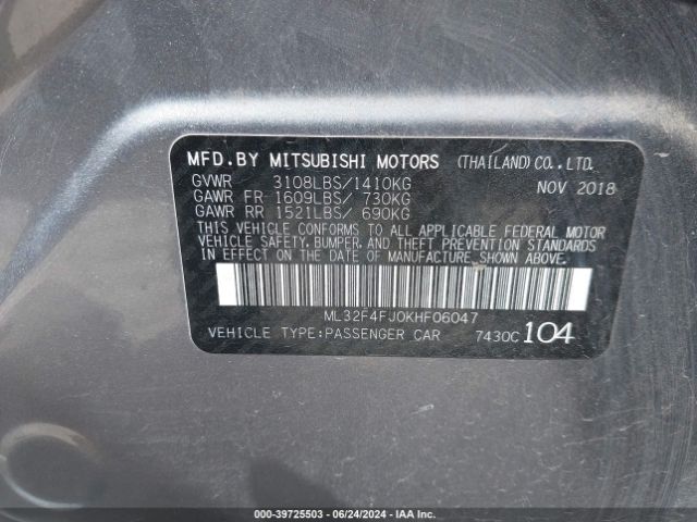 ML32F4FJ0KHF06047 Mitsubishi Mirage G4 Se