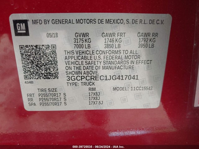 Chevrolet Silverado 1500 1lt 2018 3GCPCREC1JG417041 Image 9